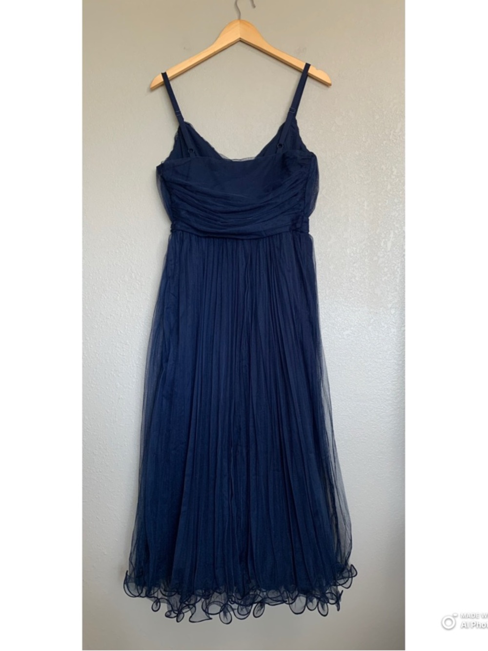 Lulus Large Exemplary Aura Navy Blue Tulle Surplice Midi Dress NWT - Picture 8 of 17